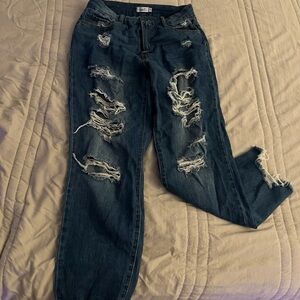 Rue21 Dark Blue Distressed Boyfriend Jeans